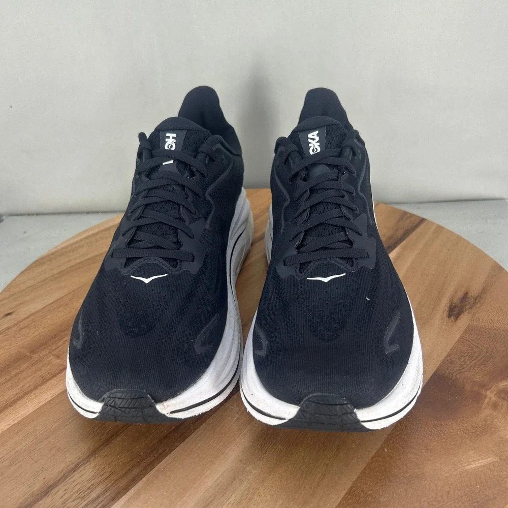 Hoka One One Clifton 10 Mens 11.5 D Black White Running Shoes 1162030 BWHT